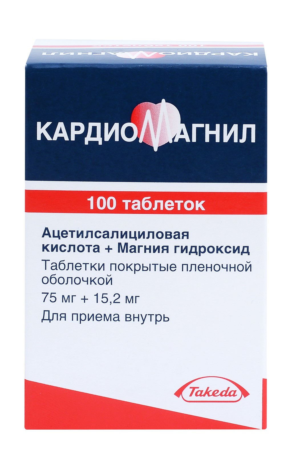 Кардиомагнил, 75 мг+15,2 мг, таблетки, покрытые пленочной оболочкой, 100 шт.