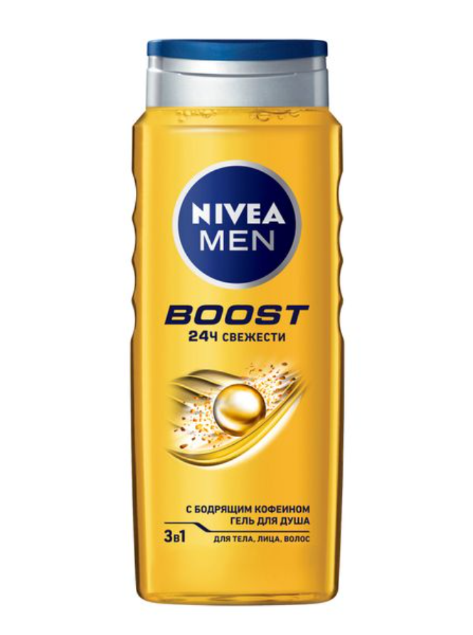 фото упаковки Nivea Boost Men Гель для душа для тела, лица, волос