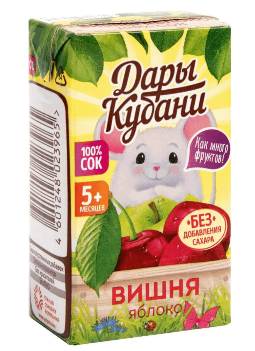 фото упаковки Дары Кубани Сок яблочно-вишневый осветленный