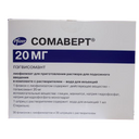 Сомаверт, 20 мг, лиофилизат для приготовления раствора для подкожного введения, с растворителем, 30 шт.
