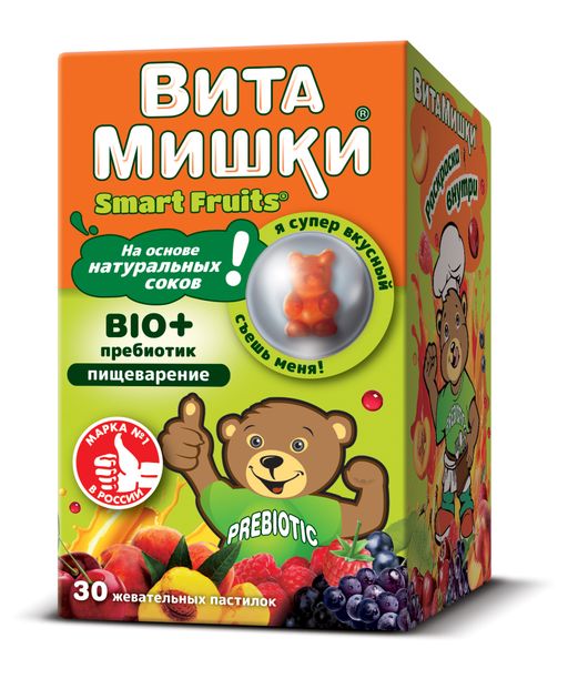 ВитаМишки BIO + пребиотик, пастилки жевательные, ассорти, 30 шт.