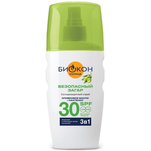 Биокон Солнце Спрей для безопасного загара SPF30, spf 30, спрей, 160 мл, 1 шт.