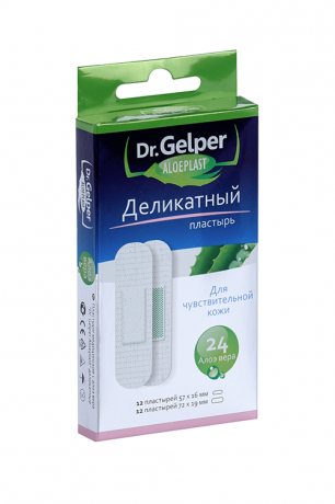 Пластыри медицинские с алоэ вера Dr. Gelper Деликатные, пластырь медицинский, 24 шт.