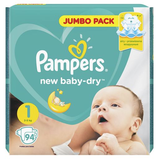 Pampers New baby-dry Подгузники детские, р. 1, 2-5 кг, 94 шт.