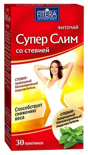 Супер Слим Фиточай со стевией, фиточай, без аромата, 2 г, 30 шт.