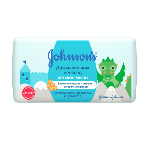 Johnson's Baby Pure Protect детское мыло с экстрактом зеленого чая, мыло детское, 100 г, 1 шт.