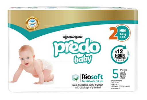 Predo Baby Biosoft Подгузники для детей, р. 2, 3-6кг, 5 шт.