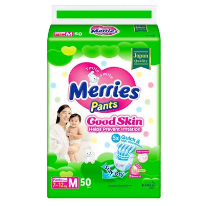 Подгузники-трусики детские Merries Good Skin, 7-12 кг, M, 50 шт.