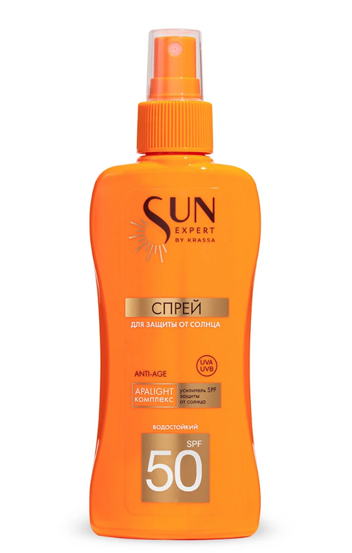 Krassa Sun Expert Спрей для защиты от солнца, SPF50, спрей, 180 мл, 1 шт.